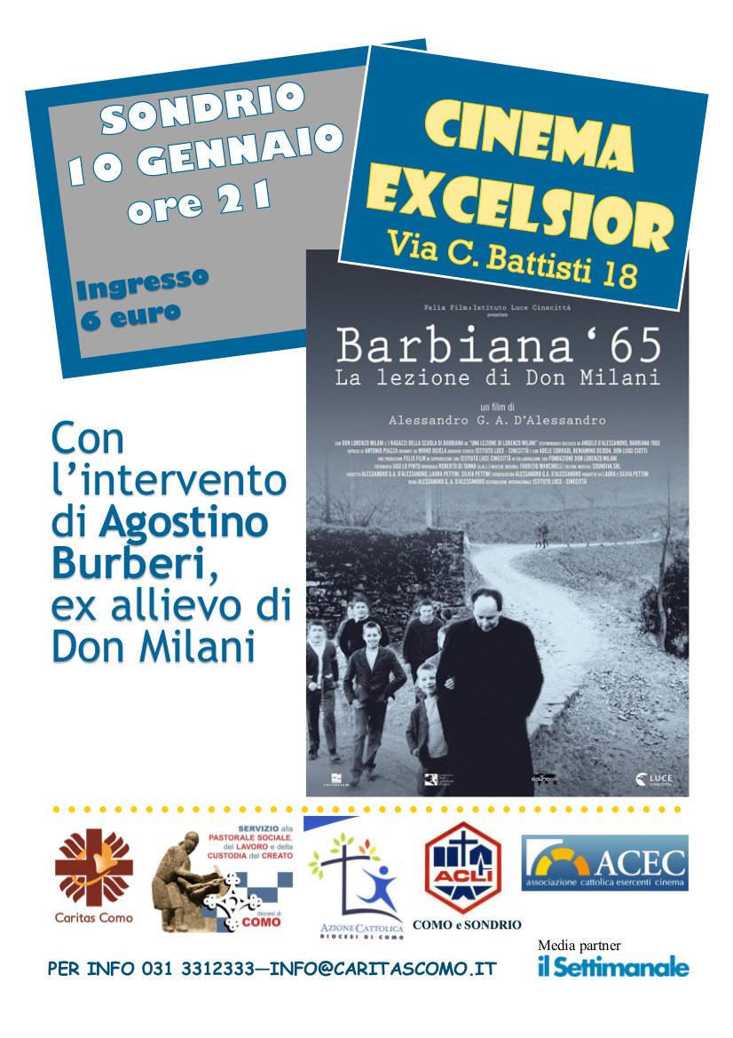 «Barbiana ’65. La lezione di Don Milani». Proiezione più testimonianza di Agostino Burberi, ex allievo di don Lorenzo